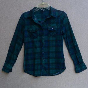 Sweet Rain Flannel Button Down Plaid Shirt